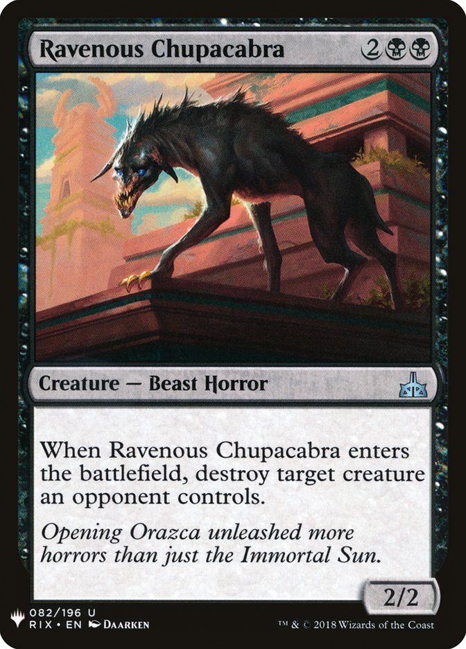 MTG Card Title: Ravenous Chupacabra PLST/RIX-82